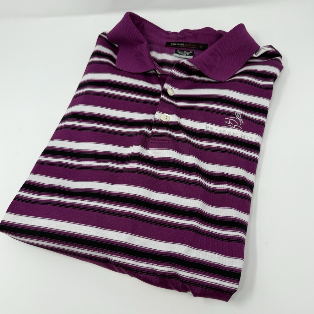 Tiger Woods Collection Nike Purple Golf Polo Shirt XL Dri-Fit Pelican Hill‎ GC